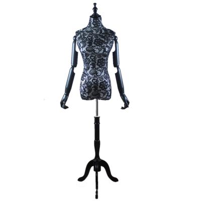 China Other fashionable female mannequin with female torso covered with iron base lace mannequin fabric for sale