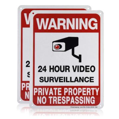 China Long Durable Aluminum Metal UV Surveillance Signs Video Surveillance Signs Custom Outdoor Breaching Sign for sale