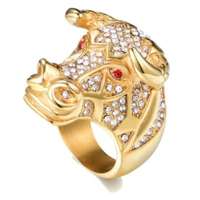 China TRENDY fashion finger ringcustom 3D stainless steel metal cow bull shape championship jewelry ring for sale