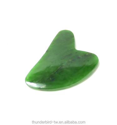 China Green Body New Arrival Heart Shaped Nephritis Jade Gua Sha Grade A Nephritis Massage Tip Nephritis Gua Sha Tool For Face Massager for sale