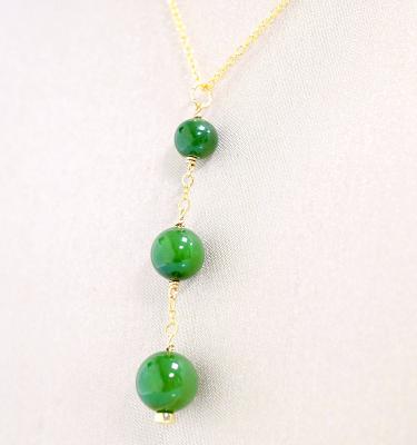 China Wholesale Jewelry Necklace Gold Filled Jewelry 14KF Women's Natural Green Jade Gender Necklace for sale