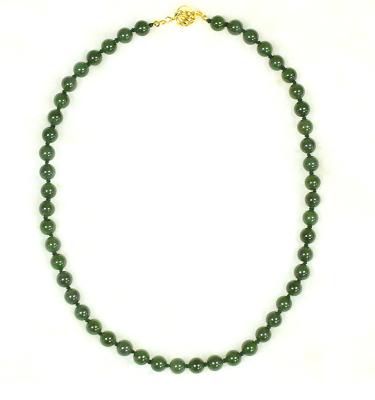 China CLASSIC Jewelry Wholesale Women's Natural Genuine Green 18 Mm 18 Inch Jade Beads Necklace for sale