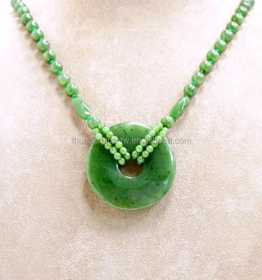 China Wholesale Donut Jade Beads Necklace Natural Genuine Green Vintage Jewelry Coin for sale