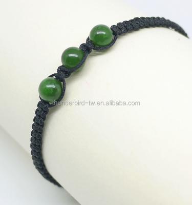 China Wholesale Kids Casual/Sports Unisex Gemstone Nephrite Jade Beads Surf Rope Bracelet for sale