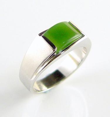 China CLASSIC Design Jewelry 925 Sterling Silver Green Jade Manufacturer Factory Factory Natural Jade Band Ring for sale