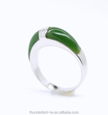 China FASHIONABLE Good Quality Natural Genuine Green Jade A Grade Silver Ring for sale