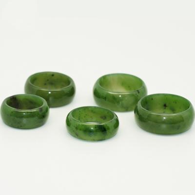 China CLASSIC Rings Wholesale Jewelry Women Natural Gemstone Jade Ring Fashion Design Green Jade Band Ring for sale