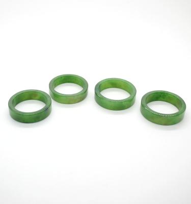 China Band Jewelry Ring For Woman Ring 6mm Good Quality Wholesale Green Natural Jade Flat Jade Band Ring for sale