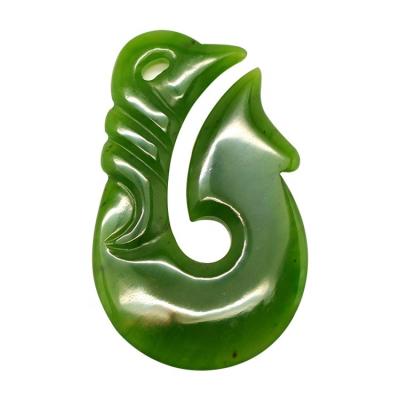 China MAORI Hot sale factory price fish jewelry design koru hook nephrite pendant green jade maori pendant for sale