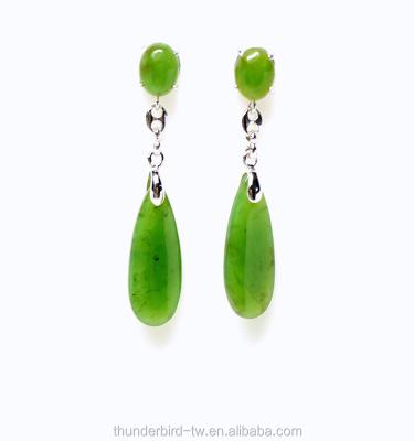 China Best Selling Romantic Gemstone Cabochon Jade Drop Earring Fashion Jewelry Genuine Natural Nephrite Jewelry for sale