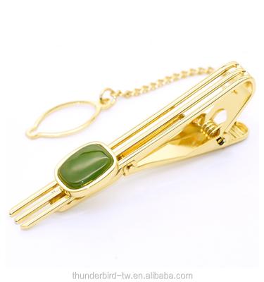 China Link Clip Manufacturer Wholesale Men's Jewelry Alloy Link Clip Gold Plated Genuine Jade for sale