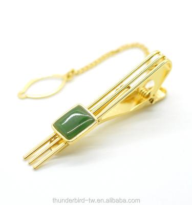 China Link Clip Manufacturer Wholesale Men's Jewelry Alloy Link Clip Gold Plated Genuine Jade for sale