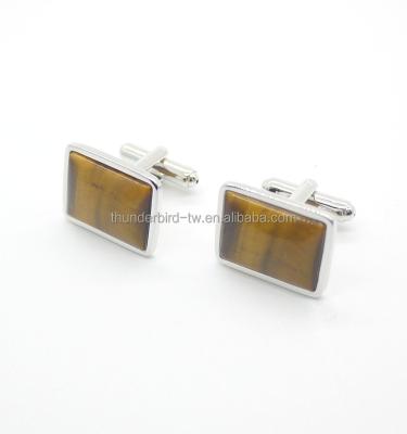 China Cufflinks Wholesale New Design Men's Jewelry Natural Alloy Tiger Eyes Cufflinks Square for sale