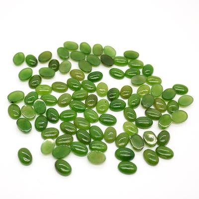 China Factory wholesale high quality natural loose gemstone nephrite jade green 5x7mm cabochon from nephrite factory for sale