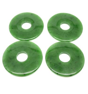 China High Quality Loose Canadian Genuine Nephrite Gemstone Coin 2inch Nephrite Donut Green Jade for sale