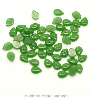 China Factory wholesale DIY nephrite loose gemstone high quality A grade 5x7mm tear drop natural green nephrite jade cabochon for sale