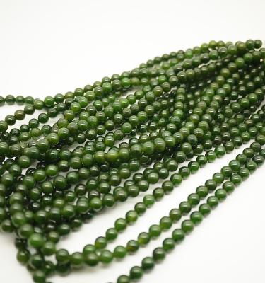 China Natural Stone 100% Gemstone Beads String 6mm Canadian Green Jade Beads Necklace for sale