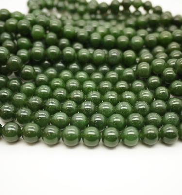 China CLASSIC 100% Natural Green Gemstone Beads String 10mm Jade Beads Necklace for sale