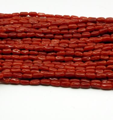 China DIY Necklace 100% Natural Tube Strand Red Coral Necklace 3mm for sale