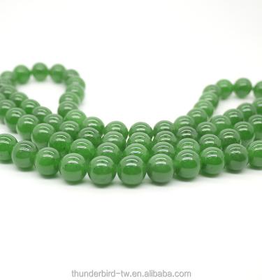 China Good Quality 10mm Gemstone Stone Beads String A Grade Natural Genuine Green Jade Beads Strand for sale