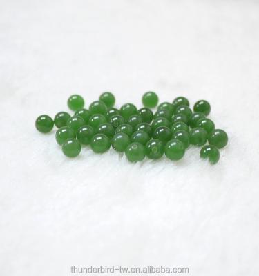 China Good Stone Quality Half Drilled 6mm Loose Gemstone Bead A Grade Natural Genuine Green Jade Nephrite for sale