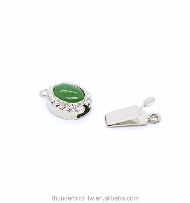 China High Quality White Gold Plated Brass Clasp For Jewelry Necklace Bracelet White Gold Plated Jade Cabochon Accessory Green Brass for sale