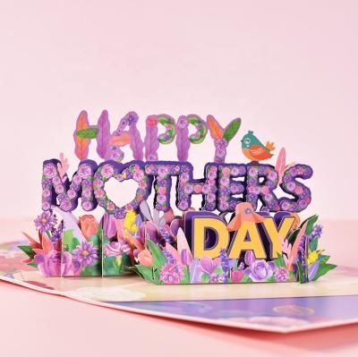 China Europe Newest Handmade 3D Cut Automatic Cards With Envelope Happy Mother's Day Greeting Card For Mothers Day Gifts for sale