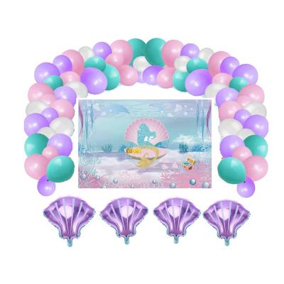 China Latex Under the Sea Party Mermaid Birthday Backdrop Balloons Kit for Mermaid Birthday Party Photo Background for sale