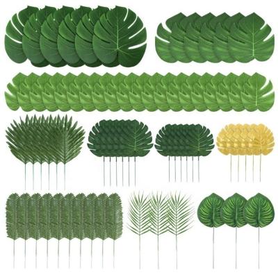 China Fabric Best Selling Hawaiian Palm Leaves Party Theme Beach Luau Artificial Tropical Leaves Decorations for sale