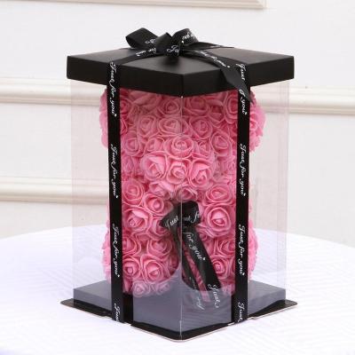 China Disposable Luxury Black Storage SquarePvc Cake Box Packing Transparent PVC Cake Box Wedding Birthday Party Gift Box Favor for sale