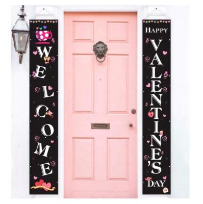 China Happy Valentine's Day Door Hanging Banners Valentines Day Indoor Outdoor Hanging Porch Sign for sale