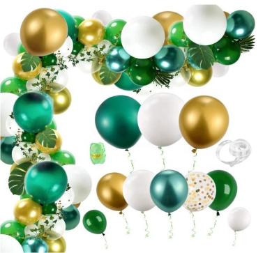 China Jungle Green Safari Balloons Garland Arch New Safari Party Palm Leaves Gold Balloon Chain Kit for Tropical Party Decor for sale