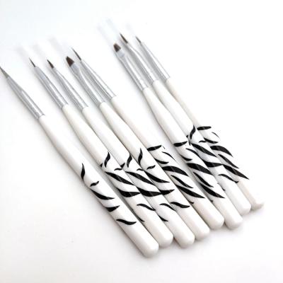 China DIY Nail Tools Wholesale Fancy White Zebra-Stripe Handle DIY Nail Tools High Quality Nail Art Brush Set for sale