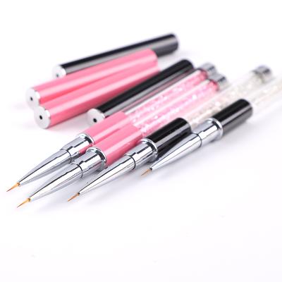 China Finger Nail Beauty New Arrival Design Top Acrylic Diamond Handle 3D Nail Liner Brush for sale