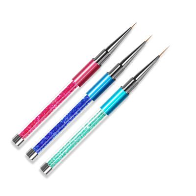 China Nail Art Beauty Salon Perfect Quality 3PCS Color Hair Crystal Acrylic Handle Gel Liner Blue Thin Brush for sale