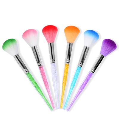 China Professional Nail Art Custom Quality Fashionable Rhinestone Handle OEM Acrylic Nail Dust Brush for sale