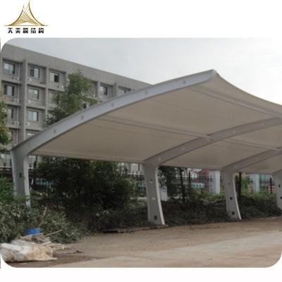 China Heat Insulation Waterproof PVDF Waterproof UV-Resistance PVDF Tent Membrane Structure Car Garage Canopy Fireproof Outdoor Tension Parking For Park for sale