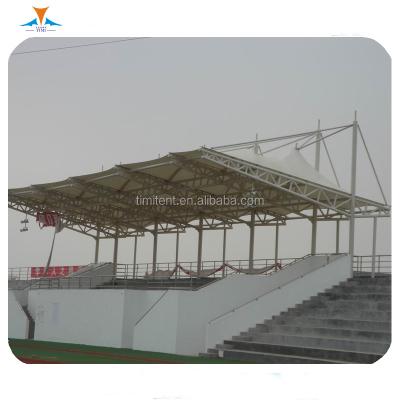 China Waterproof / Heat Insulation / Fire Resistant Outdoor 10X30 Meters Cantilever Structure PVDF Membrane Roof Sun Shade Tension Booms for sale