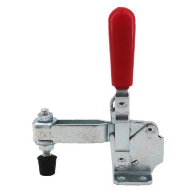 China 12130 Industrial Adjustable Small Clamp Toggle Clamp With Horizontal Anti-Slip Red Flanged Base Base Clamps, 220kgs/485lbs Capacity for sale