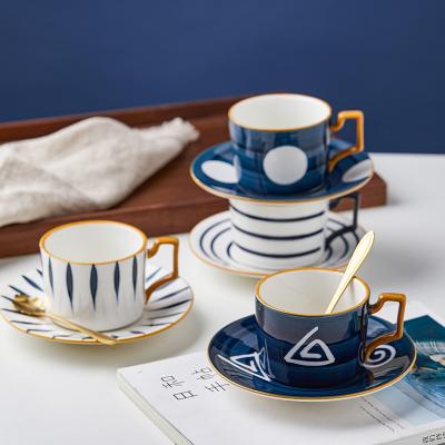 China INS household milk cup set porcelain coffee cup flower viable Nordic tea cup and saucer for sale