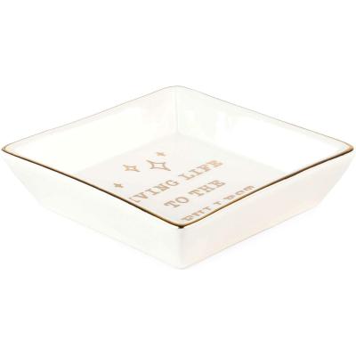 China Wholesale Custom White Square Ceramic Jewelry Tray Ring Dish Trinket Dish Ceramic Jewelry Tray for sale