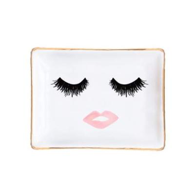 China White Small Ring Makeup Ring Tray Bridesmaid Jewelry Organizer Holder Cosmetic Ceramic Jewelry Tray for sale