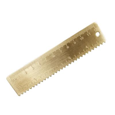 China 20 12cm Wholesale Brass Ruler Ruler Golden Wave Ruler Student Drawing Tools Retro Crenellated for sale