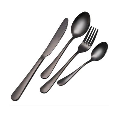 China Hot Stocked Stainless Steel Dinnerware Silverware Sets Dinner Knife and Fork Matte Black Flatware Cutlery Set for 4 for sale