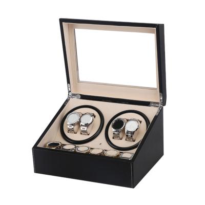 China 4+6 Automatic Luxury Leather Wooden Watch Box 4+6 Automatic Watch Box PU Watch Winder Collector Display Box Rotating Watch Box Winder for sale