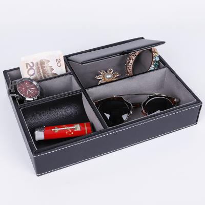 China Wholesale Custom Viable Multifunctional Leather Office Jewelry PU Logo Storage Organizer Desktop Box for sale