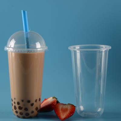 China Popular Customized Reusable Eco-friendly Disposable U Shape Bubble Tea Cup With Printed Logo for sale