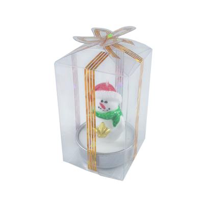 China Festival Paraffin Wax Snowman Christmas Candles Gift Set With Window Box for sale