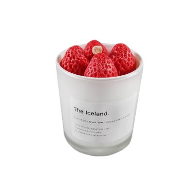 China Wholesale Handmade Scented Wax Candle Cute Strawberry Scented Candle In Candle Glass Jar Scented Luxury for sale