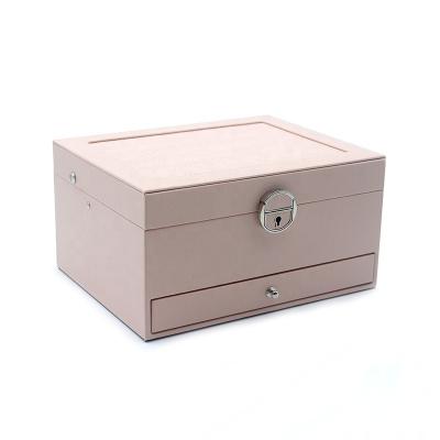 China Newest Large 3 Layers leather Jewellery Case Multi-function Household Jewel Case for Female Capacity Plain Jewelry Storage Box for sale